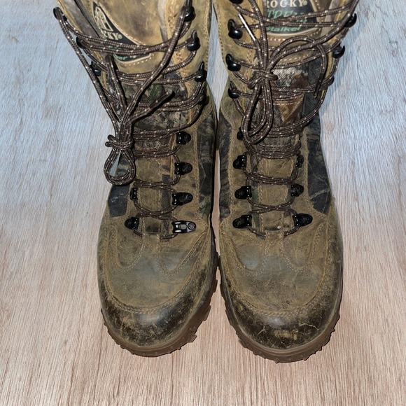 Vintage 05 Rocky Xtreme Stalker Light Camo Hunting Winter Hiking Boots Mens 12 - Picture 2 of 11